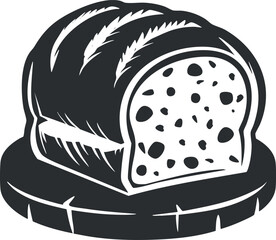 Illustration of a sliced loaf of bread showcasing its texture and crust.