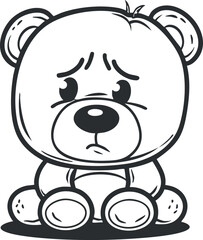 A sad cartoon bear character illustrating emotions of sorrow and cuteness in a playful design.