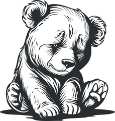 A cute cartoon bear character with a playful expression, perfect for children's illustrations.