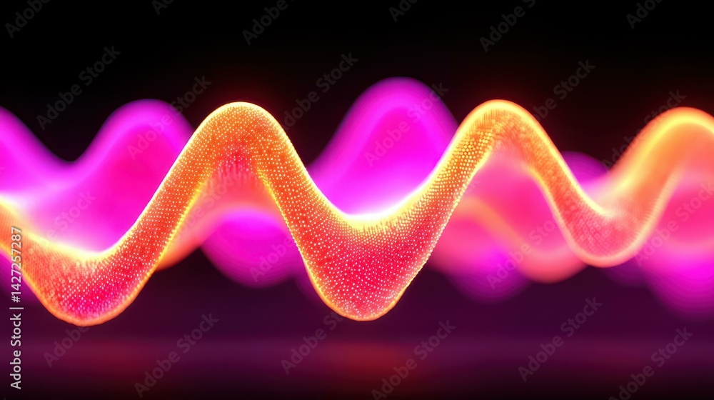 Poster dive into the depths of a vibrant dark abstract background featuring a glowing wave that captivates 