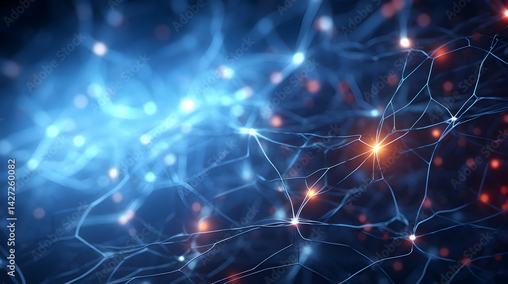 Poster abstract neural network connection background with data transmission concept