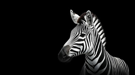 Fototapeta premium Zebra Portrait Against Black Background