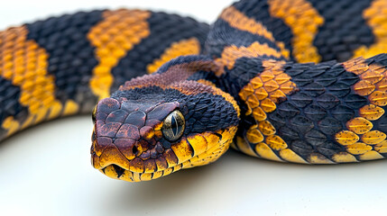 Obraz premium Vividly Colored Snake with Striking Patterns in a Close-Up View