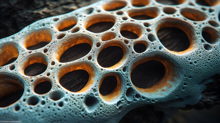 Close-Up of Unique Textured Surface with Bubbles and Patterns