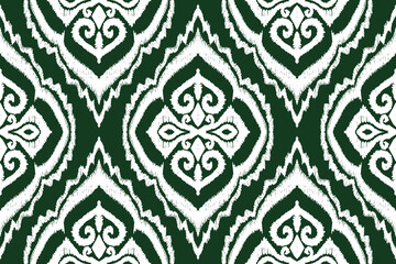 Ikat seamless pattern, doodle pattern style, textile embroidery seamless pattern. 