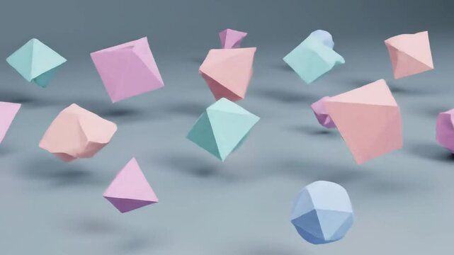 Abstract 3D Render Pastel Geometric Shapes Floating in Space: A Modern Minimalist Design
