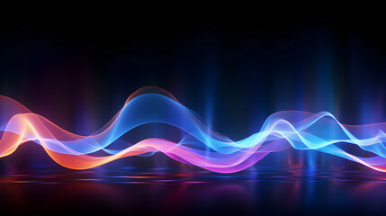 Vibrant luminous waves abstract background with fluid motion and colorful reflections