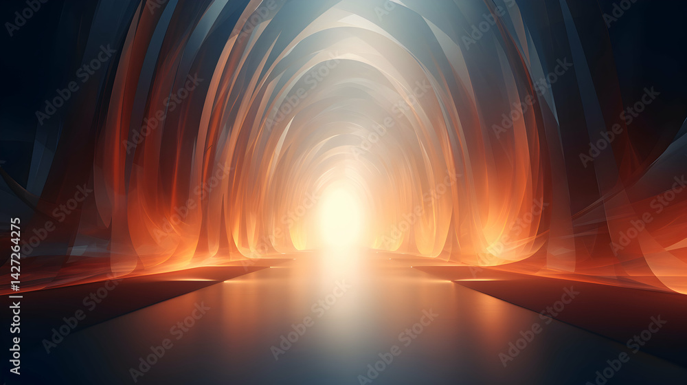 Poster abstract path towards luminous future with warm tones and smooth gradients