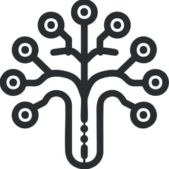 Abstract tree design representing technology and nature integration with circuit-like branches.