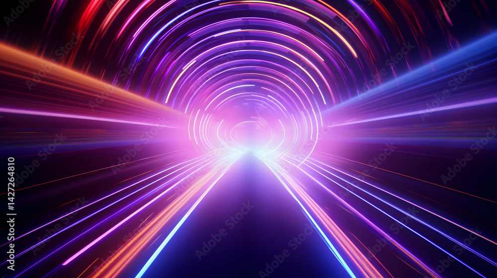 Poster abstract colorful geometric shapes and glowing lines with futuristic design