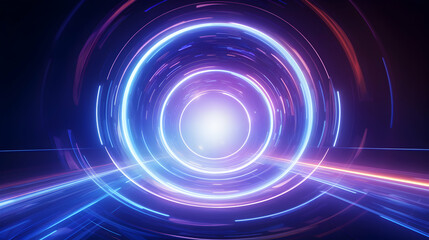 Obraz premium Abstract cosmic vortex with vibrant neon lights representing speed and dimension