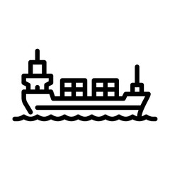 Obraz premium cargo ship filled outline icon. container ship color line illustration.
