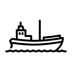 Fototapeta premium fisher boat filled outline icon. boat color line illustration.