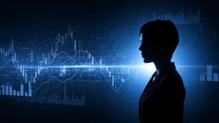 Analyzing Financial Data with Business Person Silhouette - Powered by Adobe