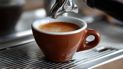 Fototapeta premium Delicious cup of espresso is freshly brewed, ready to be enjoyed by coffee lovers.