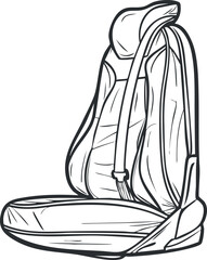 Illustration of a car seat featuring ergonomic design and safety features suitable for vehicles.