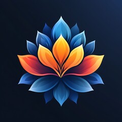 Fototapeta premium Gradient Lotus Flower Illustration Photo In Blue Orange And Yellow Colors