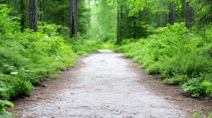 Forest path winding through lush greenery