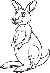 A playful cartoon kangaroo character illustrated in a fun and friendly style.