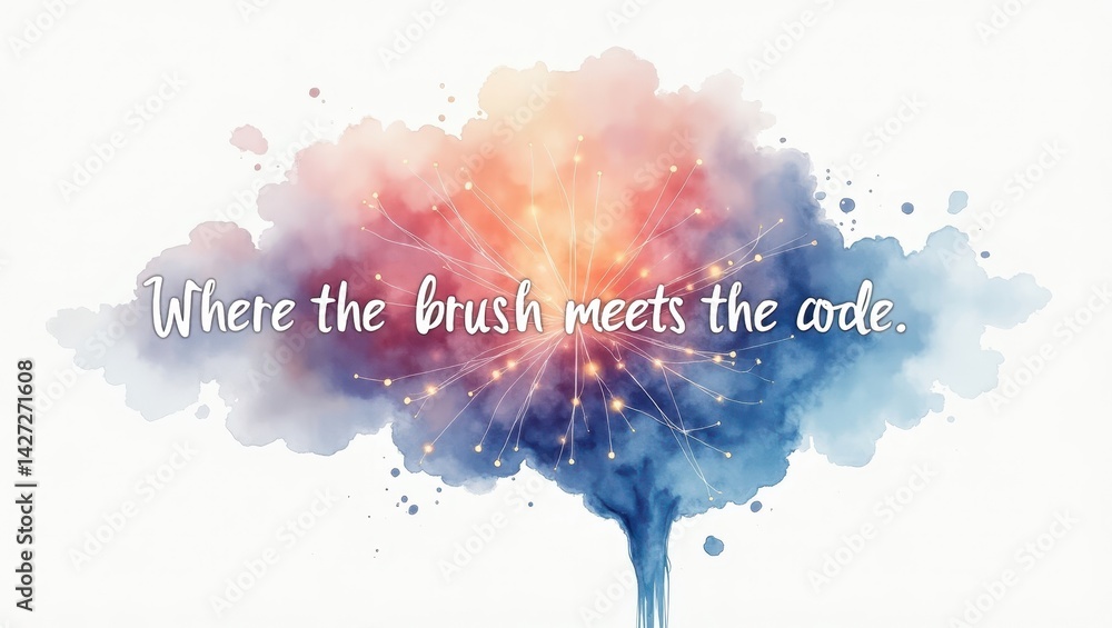 Poster abstract watercolor splash with text 