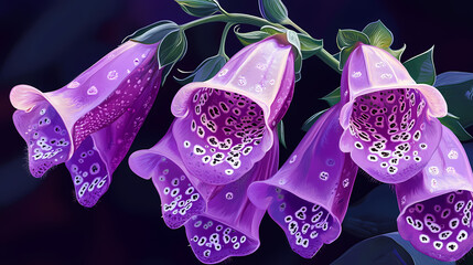 Bell shaped foxglove. Digitized Bloom. Illustration