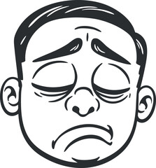 A cartoon illustration of a sad face expressing deep emotion and disappointment.