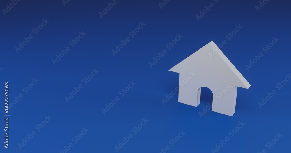 Poster isolated realistic white kennel symbol with shadow. located on the right side of the scene. 3d illus