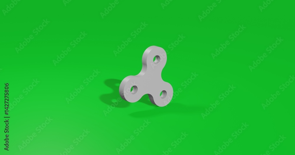 Poster isolated realistic white spinner symbol front view with shadow. 3d illustration on green chroma key 