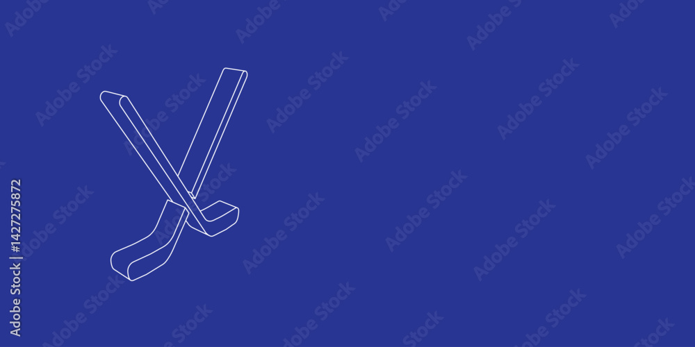 Aufkleber the outline of a large hockey symbol made of white lines on the left. 3d view of the object in persp