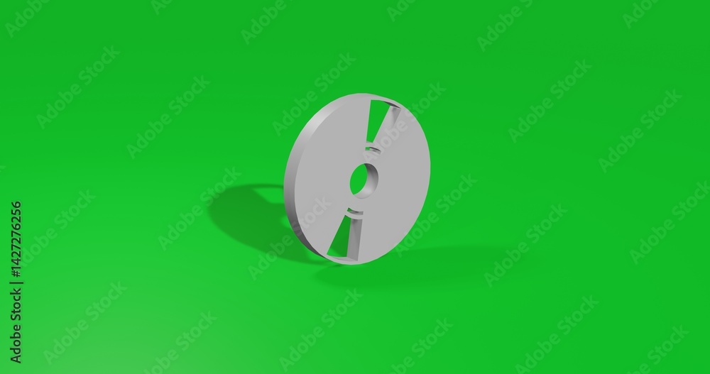 Poster isolated realistic white cd symbol front view with shadow. 3d illustration on green chroma key backg