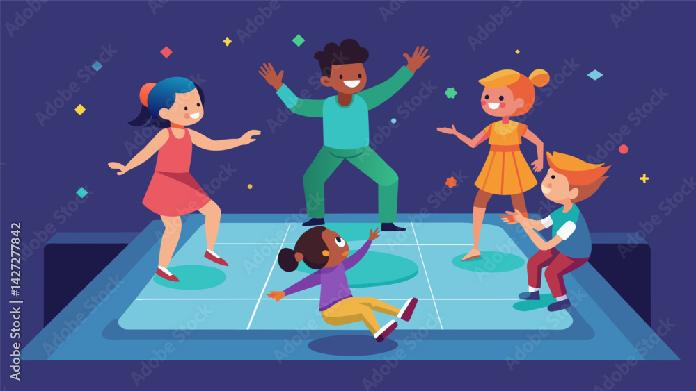 Poster a giant interactive floor display where kids could dance and play games projected onto the surface..
