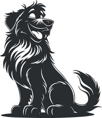 A joyful illustration of a smiling dog sitting, showcasing its friendly demeanor and fluffy fur.