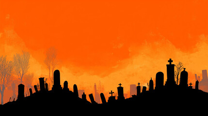 Halloween Background With Tombstones And Room For Copy Wallpaper