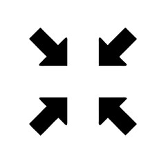 Four black arrows pointing towards the center on a white background in a square arrangement