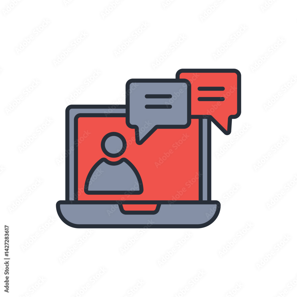 Aufkleber virtual consultation icon. vector.editable stroke.linear style sign for use web design,logo.symbol i