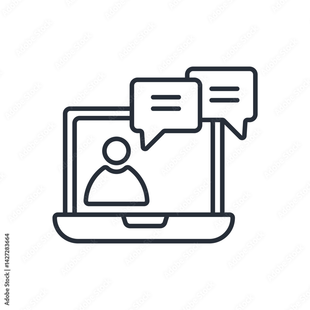 Poster virtual consultation icon. vector.editable stroke.linear style sign for use web design,logo.symbol i