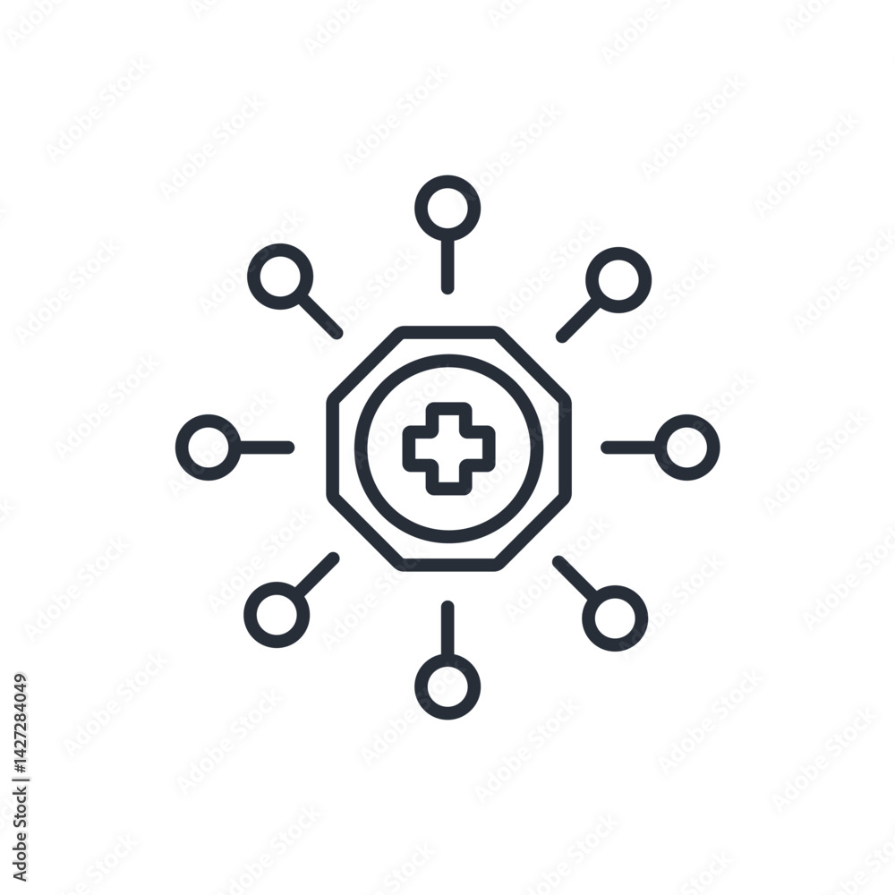 Poster digital health icon. vector.editable stroke.linear style sign for use web design,logo.symbol illustr