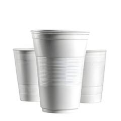 Group empty white plastic cup, disposable, isolated on background --v 7.0