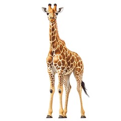 Obraz premium Majestic Giraffe Photo Detailed Illustration On White Background Beautiful Tall African Animal