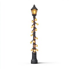 Naklejka premium Decorative holiday light post with glowing lights