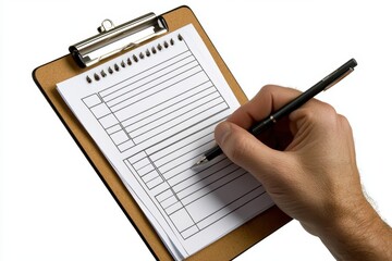 Hand writing on a clipboard