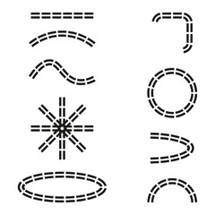 Dashed line figure. Abstract stroke shape. Vector linear symbol. Geometric rounded corner.