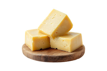 A Cheese Blocks on the Cutting Board isolated on transparent background
