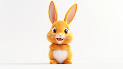 Obraz premium Bouncing 3D Easter Bunny with Soft Rounded Design and Playful Smooth Motion, Ultra-HD, Fully Isolated on Clean White Background, Generated AI 