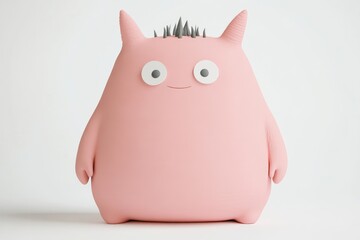 Obraz premium Cute, plump, pink creature with spiky hair