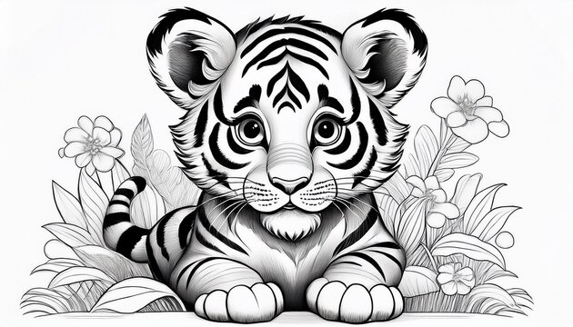 Ausmalbild Tigerbaby