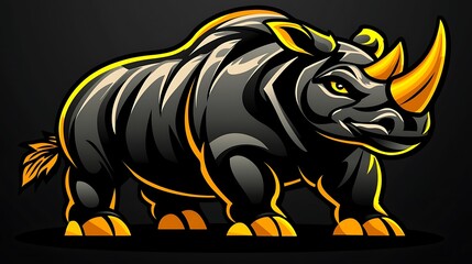 Fototapeta premium Majestic Rhino: A Powerful Digital Illustration