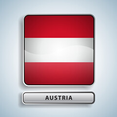 Austria flag square button Isolated on color gradient background. Exclusive Icon flag