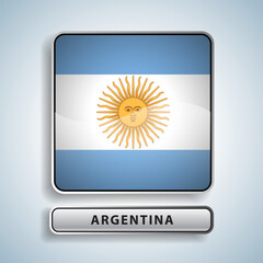 Argentina flag square button Isolated on color gradient background. Exclusive Icon flag
