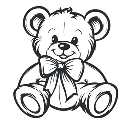 A cute cartoon teddy bear with a bow, perfect for children's illustrations or gifts.